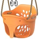 SELEWARE Yellow High Back Full Bucket Toddler Swing Seat w/Adjustable Ropes