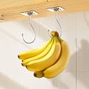 Latoxcaa Self Adhesive Banana Hook Under Cabinet Foldable, 2 Pack Heavy Duty Metal Holder(13lb), Clear Banana Hanger Traceless, Keep Bananas Fresh &amp; Kitchen Space Saving (12cm)