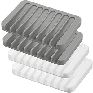 Self Draining Soap Dishes 4 Pcs Silicone
