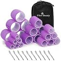 Self Grip Hair Curlers Set (34 Pieces) – 24 Hair Rollers in 4 Sizes (Large, Medium, Small & Extra Small) with 10 Stainless Steel Duckbill Clips | Volumizing Rollers for All Size Hair