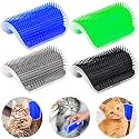 Self Groomer for Cats - 4PACK Slicker Brushes, All-In-One Grooming Tool with Wall Corner Scratcher, Trimmer, Massage Combs for Short & Long Fur Pets