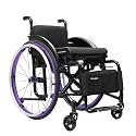 Self-propelled Lightweight Folding Wheelchairs, Aluminum Alloy Boarding Travelling Wheelchair with Handbrakes(Purple,17in Seat Width)