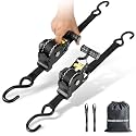Self Retractable Ratchet Straps 2 Pack, 1in Truck Bed Tie Downs Accessories