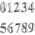 Self Stick Mailbox Numbers 0-9, Door Address Number Stickers for Apartment, Condo, Office, Hotel Room, Chrome Plated, Metal Shiny, 2-3/4 Inch High. (10 Pcs（0 to 9）, Silver)