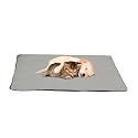 Self Warming Cat Mat - 36x24in Thermal Dog Crate Pad with Removable Washable Sherpa Cover and Reflective Insulation Layer for Self Heating - Pet Supplies for Medium Dogs and Cats by PETMAKER (Gray)