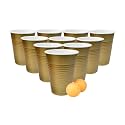 (Set of 10pcs Golden Game Pong Glassess Plastic Reusable Colourful Cups with Balls Perfect for Bachelors, Bachelorette Party, Cocktail Party, Strong Reusable Glass| 2 Balls Included