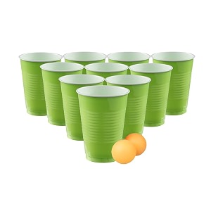 set of 10pcs green game pong glassess plastic reusable colourful cups with balls perfect for bachelors bachelorette party cocktail party strong reusable glass 2 balls included