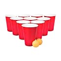(Set of 10pcs Red Game Pong Glassess Plastic Reusable Colourful Cups with Balls Perfect for Bachelors, Bachelorette Party, Cocktail Party, Strong Reusable Glass | 2 Balls Included