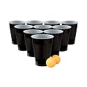 (Set of 25pcs Black Game Pong Glassess Plastic Reusable Colourful Cups with Balls Perfect for Bachelors, Bachelorette Party, Cocktail Party, Strong Reusable Glass| 2 Balls Included