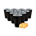 (Set of 50pcs Black Game Pong Glassess Plastic Reusable Colourful Cups with Balls Perfect for Bachelors, Bachelorette Party, Cocktail Party, Strong Reusable Glass| 4 Balls Included