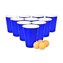 (Set of 50pcs Dark Blue Game Pong Glassess Plastic Reusable Colourful Cups with Balls Perfect for Bachelors, Bachelorette Party, Cocktail Party, Strong Reusable Glass | 4 Balls Included