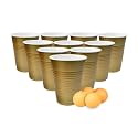 (Set of 50pcs Golden Game Pong Glassess Plastic Reusable Colourful Cups with Balls Perfect for Bachelors, Bachelorette Party, Cocktail Party, Strong Reusable Glass| 4 Balls Included