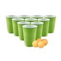 (Set of 50pcs) Green Game Pong Glassess Plastic Reusable Colourful Cups with Balls Perfect for Bachelors, Bachelorette Party, Cocktail Party, Strong Reusable Glass| 4 Balls Included