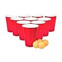 (Set of 50pcs Red Game Pong Glassess Plastic Reusable Colourful Cups with Balls Perfect for Bachelors, Bachelorette Party, Cocktail Party, Strong Reusable Glass | 4 Balls Included