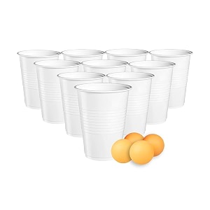 set of 50pcs white game pong glassess plastic reusable colourful cups with balls perfect for bachelors bachelorette party cocktail party strong reusable glass 4 balls included