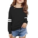 SELINK Girl's Casual Big Kids Long Sleeve Striped Color Block Tees Pockets