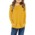 SELINK Girl's Casual Big Kids Long Sleeve Striped Color Block Tees Pockets