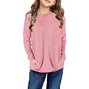 SELINK Girl's Casual Big Kids Long Sleeve Striped Color Block Tees Pockets