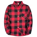 SELINK Girls Long Sleeve Flannel Buffalo Plaid Button Down Shirt