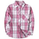 SELINK Girls Long Sleeve Flannel Buffalo Plaid Button Down Shirt