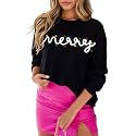 SELINK Women's Holiday Sweater Crew Neck Print Casual Long Sleeve Pullover