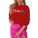 SELINK Women's Holiday Sweater Crew Neck Print Casual Long Sleeve Pullover