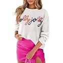 SELINK Women's Holiday Sweater Crew Neck Print Casual Long Sleeve Pullover