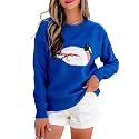 SELINK Women's Holiday Sweater Crew Neck Print Casual Long Sleeve Pullover