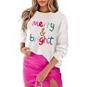 SELINK Women's Holiday Sweater Crew Neck Print Casual Long Sleeve Pullover