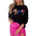 SELINK Women's Holiday Sweater Crew Neck Print Casual Long Sleeve Pullover