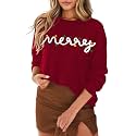 SELINK Women's Holiday Sweater Crew Neck Print Casual Long Sleeve Pullover