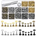 Selizo 480 Sets Small Double Cap Leather Rivets 4 Colors 3 Sizes (Cap Diameter: 6mm/8mm/8mm) Tubular Metal Studs with 3 Pieces Setting Tool Kit for Leather Craft Repairs Decoration