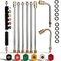 Selkie 120inch Stainless Steel Pressure Washer Extension Wand Power Washer Lance with Spray Nozzle Tips,30°,90°Curved Rod, 1/4’’Quick Connect, Replacement for Anti-Leaked Ring 4000 PSI…