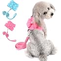 Bling Rhinestone Dog Harness and Leash Set, Soft Faux Suede Puppy Vest with Bow for Small Dogs, No-Pull Adjustable Wrap-Around Cat Harness for Chihuahua Yorkie