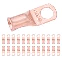 SELTERM 25pcs 2 AWG 3/8" Stud Heavy Duty Bare Copper Battery Cable Lugs