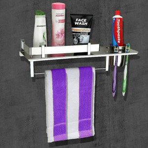 seltix stainless steel 3 in 1 multipurpose bathroom shelfracktowel hangertumbler holderchrome finish bathroom accessories 14 x 5 inches - pack of 1 silver towel holder stainless steel silver towel holder steel