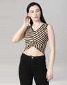 Selvia Casual Striped Women Beige Top