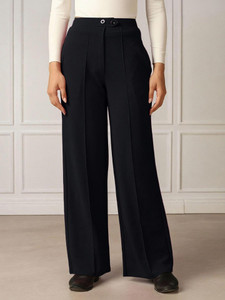 Selvia Comfort Fit Women Black Trousers