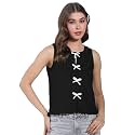 Selvia Ribbed Bow Detail Sleeveless Crop Tops