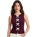 Selvia Ribbed Bow Detail Sleeveless Crop Tops