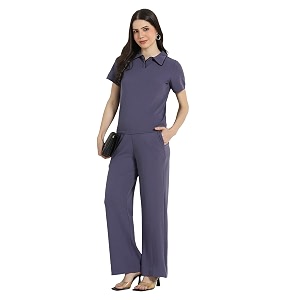 Selvia Solid Two-Piece Co-Ord Set for Women