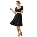 Selvia Women39s Black Puff Sleeve Square Neck