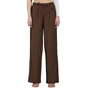 Selvia Womens Brown Solid Trouser with Pocket