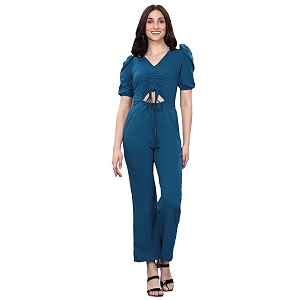 selvia women women39s puff sleeve knitted lycra straight jumpsuits274tk7001n-xl_teal