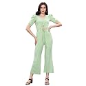 Selvia Women Women'S Puff Sleeve Knitted Lycra Straight Jumpsuits(274TK7001N-XL_Teal)