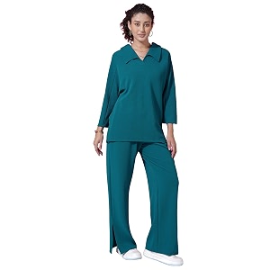 selvia women39s solid co-ords setlycra casual oversized top amp trouser settwo piece office wear co-ords set