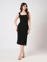 Selvia Women Bodycon Black MidiCalf Length Dress