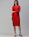 Selvia Women Bodycon Red MidiCalf Length Dress