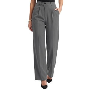 Selvia Womens Solid Straight Fit Trousers Front