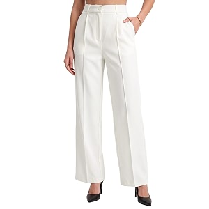 Selvia Womens Solid Straight Fit Trousers Front